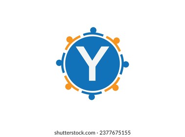 Abstract Initial Letter Y Connecting People Logo.