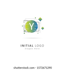Abstract initial letter y logo with circle element, design vector logo symbol template 