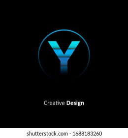 Abstract Initial Letter Y Logo With Circle. Design Vector Illustration Paper Cut Template. Origami Logo Concept