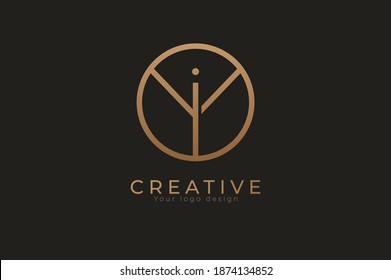 Abstract initial letter I and Y logo, usable for branding and business logos, Flat Logo Design Template, vector illustration