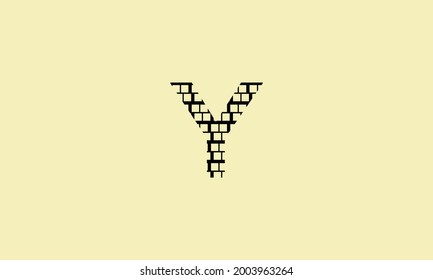 Abstract Initial Letter Y Logo. BLACK BOX Shape Combination with Negative Space Letter inside. Usable for Business and Technology Logos. Flat Vector Logo Design Template Element.