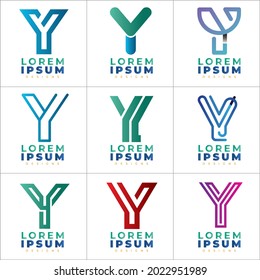 Abstract Initial Letter Y Logo, Logo set modern and creative branding idea collection for business company. simple logos, minimalist, abstract vector design, icon and favicon for brand identity