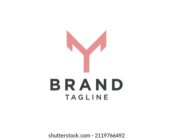 Abstract Initial Letter Y Logo. Red Geometric Shape Linear Rounded Style isolated on White Background. Usable for Business and Branding Logos. Flat Vector Logo Design Template Element.
