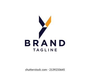 Abstract Initial Letter Y Logo. Black and  Yelloe Origami Style isolated on White Background. Usable for Business and Branding Logos. Flat Vector Logo Design Template Element.
