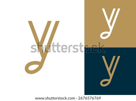Abstract Initial letter Y with music note logo design vector illustration