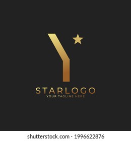 Abstract Initial Letter Y Star Logo. Gold A Letter with Star Icon Combination. Usable for Business and Branding Logos.