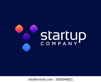 Abstract Initial Letter Y and V Linked Logo. White Geometric Shape Origami Style isolated on Blue Background. Usable for Business and Branding Logos. Flat Vector Logo Design Template Element.