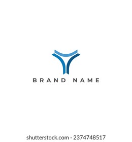 Abstract initial letter Y or YY logo in blue color isolated on a white background. Letter Y logo applied for Accounting and Financial company logo design inspiration template