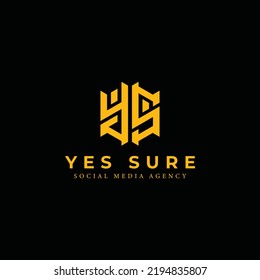 Abstract initial letter YS or SY logo in yellow color isolated in black background applied for social media management company logo also suitable for the brands or companies have initial name SY or YS