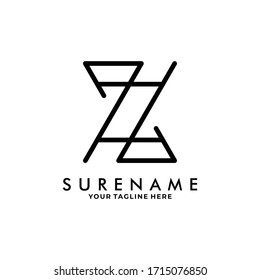 Abstract Initial letter Z hashtag typography logo design line art logo inspiration vector icon illustration custom logo design