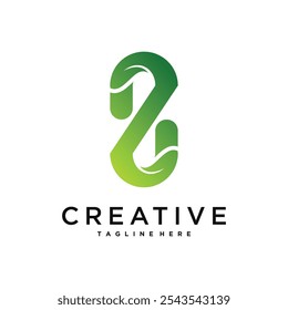 Abstract initial letter Z and leaf logo design. Premium Vector