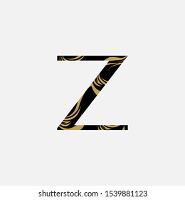 Abstract Initial Letter  Z logo icon design concept with black and gold color.