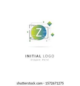 Abstract initial letter z logo with circle element, design vector logo symbol template 
