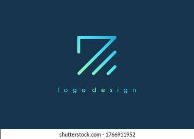 Abstract Initial Letter Z Logo. Blue Light Square Geometric Line Style isolated on Blue Background. Usable for Business and Branding Logos. Flat Vector Logo Design Template Element.