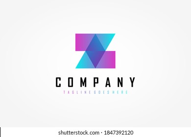 Abstract Initial Letter Z Logo. Blue and Purple Geometric Shape Origami Style isolated on White Background. Use for Business and Branding Logos. Flat Vector Logo Design Template Element.