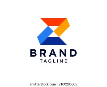 Abstract Initial Letter Z Logo. Orange Geometric Style isolated on White Background. Usable for Business and Branding Logos. Flat Vector Logo Design Template Element