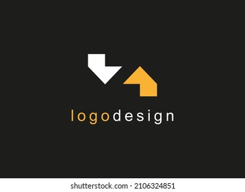 Abstract Initial Letter Z Logo. White Arrow Down and Yellow Arrow Up Shape Home Icon with Negative Space Letter inside. Usable for Real estate, Business and Technology Logos. Flat Vector Logo Design