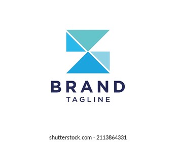 Abstract Initial Letter Z Logo. Blue  Geometric Shape Origami Style isolated on White Background. Usable for Business and Branding Logos. Flat Vector Logo Design Template Element
