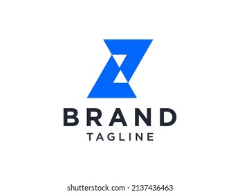 Resumen Logotipo de la letra inicial Z. Estilo de flecha de forma geométrica azul aislado en fondo blanco. Usable para logotipos de empresas y marcas. Elemento de plantilla de diseño de logotipo de vectores planos.