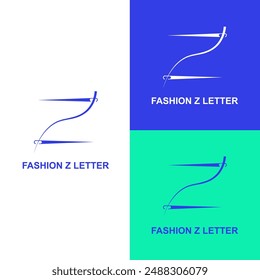Abstract Initial Letter Z Tailor logo, thread and needle combination , Flat Logo Design Template, vector illustration