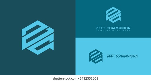 Abstract initial letter ZC or CZ logo in soft blue color isolated in multiple background colors applied for software start-up logo also suitable for the brands or companies have initial name CZ or ZC.