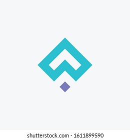 abstract Initial letters AW WA diamond shape mono line logo. logo line arrow with connect concept.  - vector