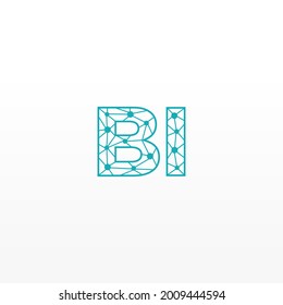 Abstract Initial Letters BI Logo. Line Style isolated. Usable for Business and Technology Logos. Flat Vector Logo Design Template Element.