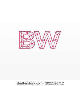 Resumen del logotipo de las letras iniciales BW. Estilo de línea aislado. Usable para Logos de Negocios y Tecnología. Elemento de plantilla de diseño de logotipo de vectores planos.
