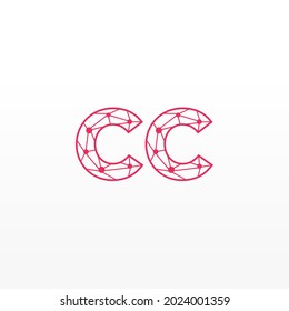 Resumen de las letras iniciales del logotipo CC. Estilo de línea aislado. Usable para Logos de Negocios y Tecnología. Elemento de plantilla de diseño de logotipo de vectores planos.