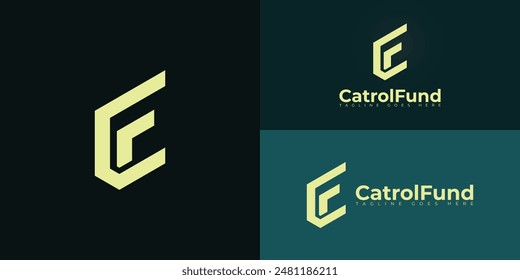 Abstract initial letters CF or FC logo in yellow color isolated on multiple background colors. The logo is suitable for accounting and financial logo vector design illustration inspiration templates.