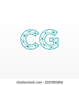 Resumen del logotipo de las letras iniciales de CG. Estilo de línea aislado. Usable para Logos de Negocios y Tecnología. Elemento de plantilla de diseño de logotipo de vectores planos.