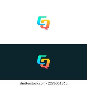 Abstract initial letters CQ, QC logo.