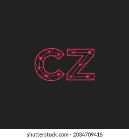 Resumen del logotipo de las letras iniciales CZ. Estilo de línea aislado. Usable para Logos de Negocios y Tecnología. Elemento de plantilla de diseño de logotipo de vectores planos.