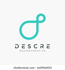 abstract Initial letters D with loop concept logo design. logo mono line concept. loops logotype, Circle shape, swirl spiral infinity logo symbol. Technology and digital connection. - VECTOR