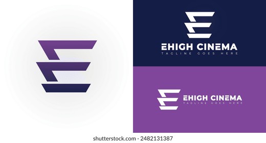 Abstract initial letters EC or CE logo in purple color isolated on multiple background colors. The logo is suitable for content media production studio logo vector design illustration inspiration