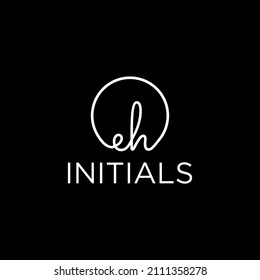 Abstract Initial letters EH logo template design in rounded shape. Logo icon design template elements. Monogram. Linear logo. Simple vector sign illustration in a modern style.
