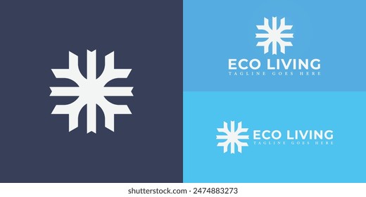 Abstract initial letters EL or LE logo in white color isolated on multiple background colors. The logo is suitable for property management company logo design illustration inspiration templates