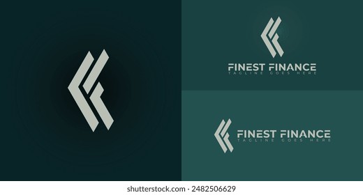 Abstract initial letters F or FF logo in grey color isolated on multiple background colors. The logo is suitable for accounting and financial company logo vector design illustration inspiration