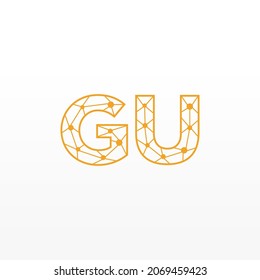 Resumen del logotipo de las letras iniciales de la GU. Estilo de línea aislado. Usable para Logos de Negocios y Tecnología. Elemento de plantilla de diseño de logotipo de vectores planos.