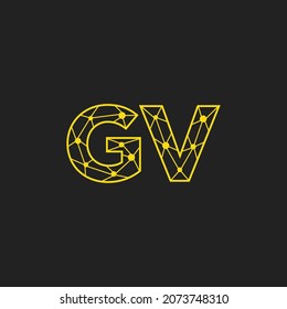 Resumen del logotipo de las cartas iniciales de GV. Estilo de línea aislado. Usable para Logos de Negocios y Tecnología. Elemento de plantilla de diseño de logotipo de vectores planos.