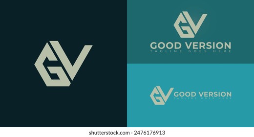 Letras iniciales Abstractas GV o logotipo VG en color dorado aislado en múltiples colores de fondo. El logotipo es adecuado para Plantillas de inspiración de ilustración de diseño de Vector de logotipo de negocios y consultoría.