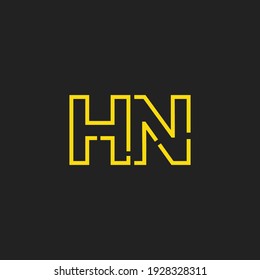 Resumen del logotipo de las letras iniciales de HN. Estilo de línea aislado. Usable para Logos de Negocios y Tecnología. Elemento de plantilla de diseño de logotipo de vectores planos.
