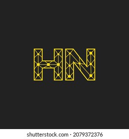 Resumen del logotipo de las letras iniciales de HN. Estilo de línea aislado. Usable para Logos de Negocios y Tecnología. Elemento de plantilla de diseño de logotipo de vectores planos.