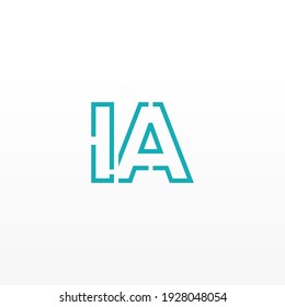 Resumen del logotipo de las letras iniciales de IA. Estilo de línea aislado. Usable para Logos de Negocios y Tecnología. Elemento de plantilla de diseño de logotipo de vectores planos.