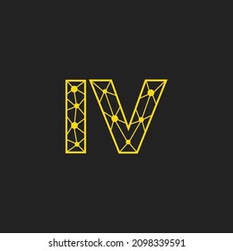 Abstract Initial Letters IV Logo. Line Style isolated. Usable for Business and Technology Logos. Flat Vector Logo Design Template Element.