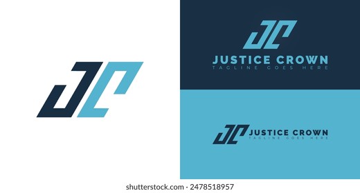 Abstract initial letters JC or CJ logo in blue color isolated on multiple background colors. The logo is suitable for personal brand logo design illustration inspiration templates.