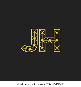 Abstraktes JH-Logo mit Anfangsbuchstaben. Line Style einzeln. Für Unternehmens- und Technologielogos geeignet. Flaches Vectorlogo-Design-Vorlagenelement.