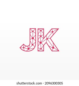 Resumen del logotipo de las letras iniciales de JK. Estilo de línea aislado. Usable para Logos de Negocios y Tecnología. Elemento de plantilla de diseño de logotipo de vectores planos.