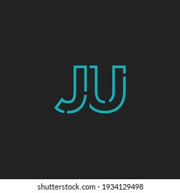 Abstraktes JU-Logo mit Anfangsbuchstaben. Line Style einzeln. Für Unternehmens- und Technologielogos geeignet. Flaches Vectorlogo-Design-Vorlagenelement.