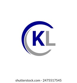 Abstract Initial letters KL or LK linked monogram logo vector in blue and gray color